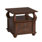 HomeRoots Tavolino Quadrato in Legno Massello Marrone con Due Cassetti e Ripiano - 26" X 26" X 28"