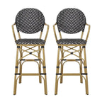 Sgabelli da Bar per Esterni in Wicker e Alluminio, Set da 2