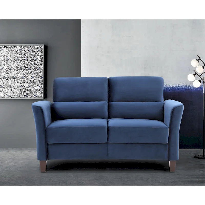 Set da salotto di 2 pezzi in stile moderno di metà secolo con braccioli inclinati, divanetto e divano