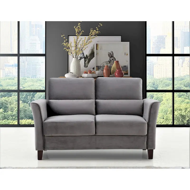 Set da salotto di 2 pezzi in stile moderno di metà secolo con braccioli inclinati, divanetto e divano