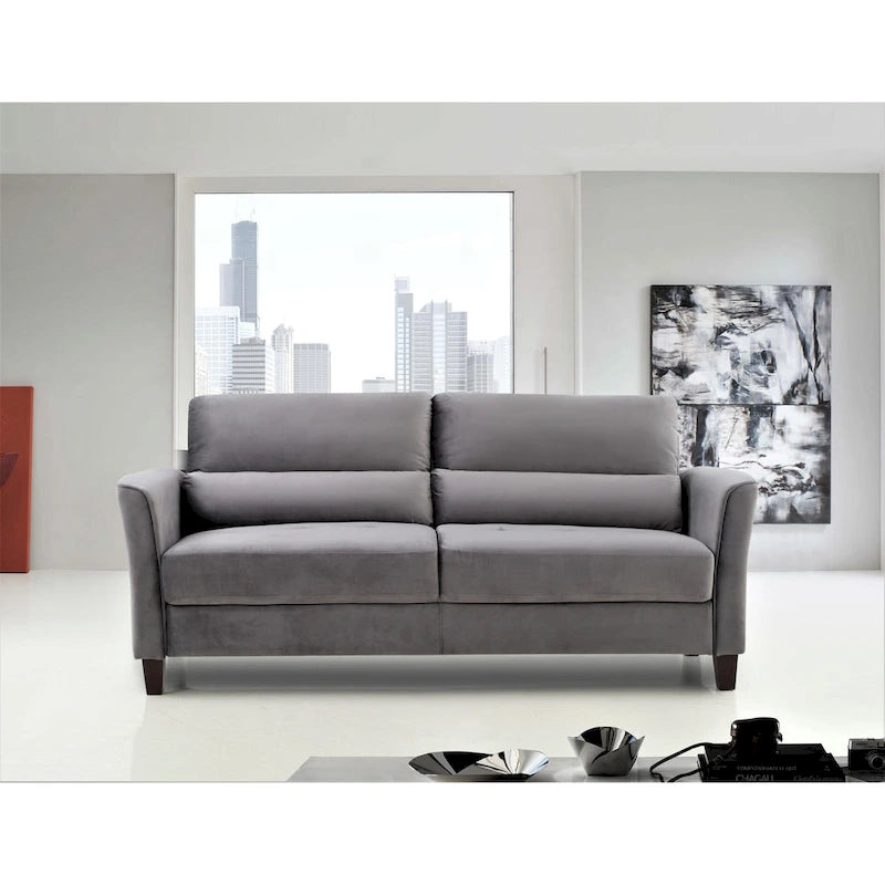 Set da salotto di 2 pezzi in stile moderno di metà secolo con braccioli inclinati, divanetto e divano