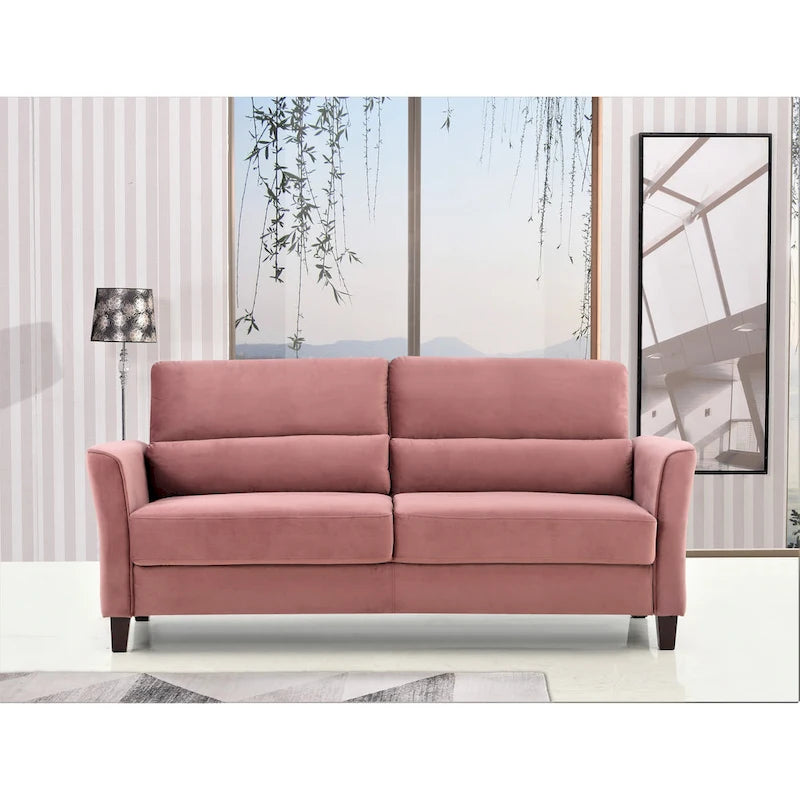 Set da salotto di 2 pezzi in stile moderno di metà secolo con braccioli inclinati, divanetto e divano