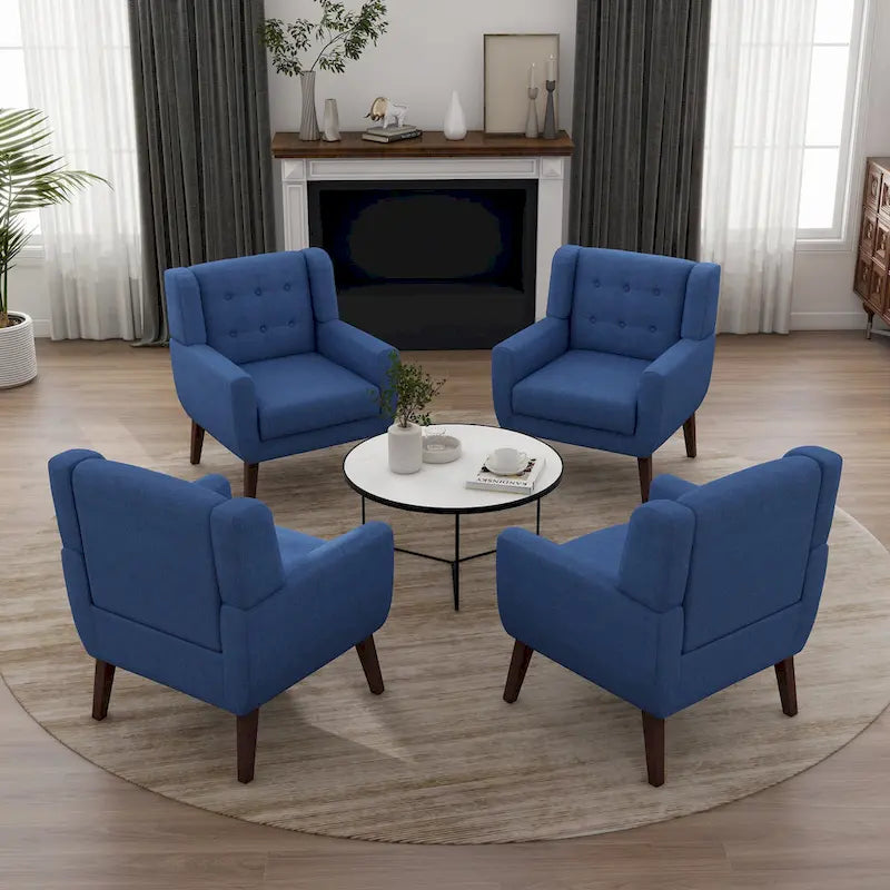 Set di 4 Poltroncine in Cotone per Soggiorno