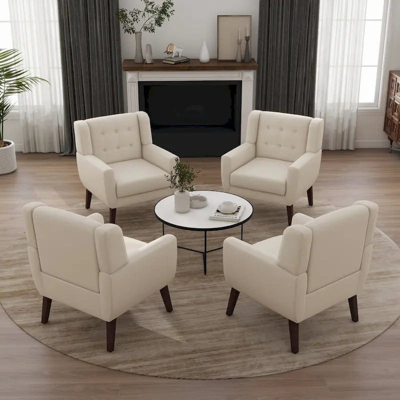Set di 4 Poltroncine in Cotone per Soggiorno