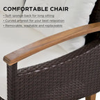 Set da salotto moderno da giardino per esterni a 4 pezzi, divano in rattan con gambe in legno e cuscini, adatto per balcone o patio esterno