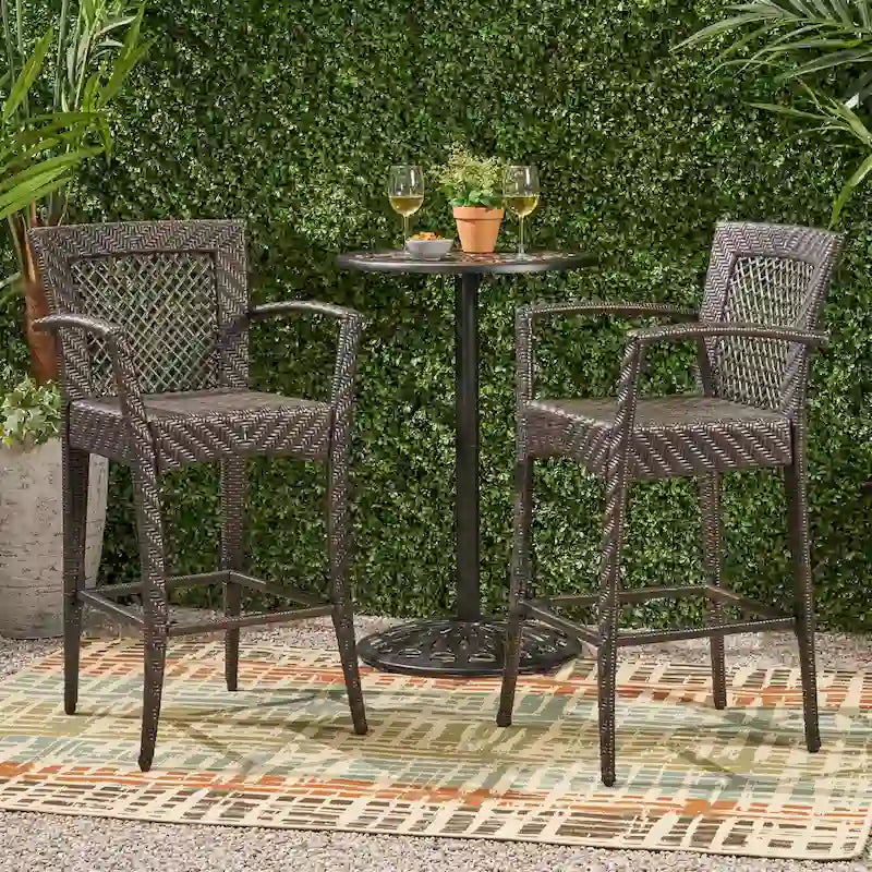 Outdoor PE rattan Barstools(Set of 2)