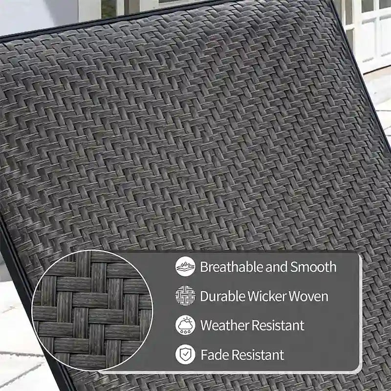 Chaise longue da esterno in vimini PE - Set di 2 sedie a sdraio reclinabili da giardino