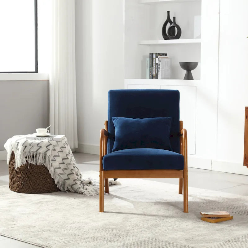 GDFStudio - Sedia d'accento Olivia imbottita in velluto con struttura in legno massello e cuscino confortevole