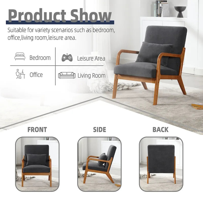 GDFStudio - Sedia d'accento Olivia imbottita in velluto con struttura in legno massello e cuscino confortevole