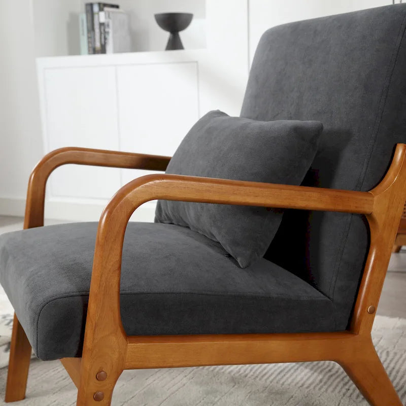 GDFStudio - Sedia d'accento Olivia imbottita in velluto con struttura in legno massello e cuscino confortevole
