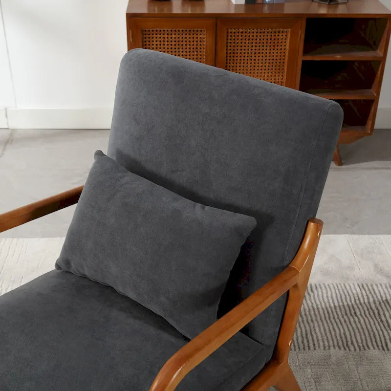 GDFStudio - Sedia d'accento Olivia imbottita in velluto con struttura in legno massello e cuscino confortevole