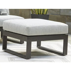 Signature Design by Ashley Beachloft Black/Gray Outdoor Ottoman with Cushion - 28W x 28D x 19H