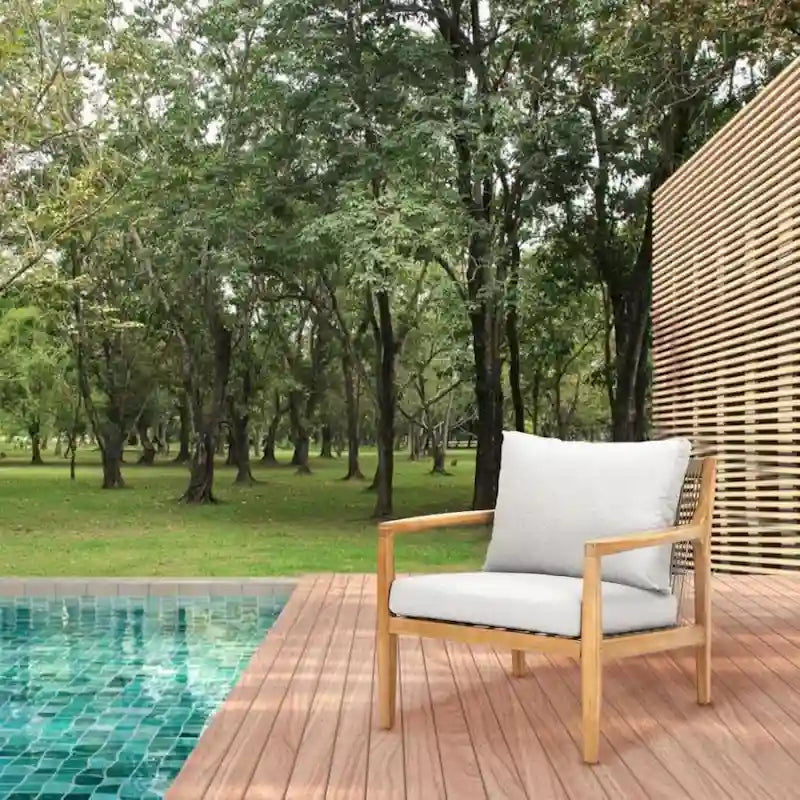 Set Divano da Esterno Moderno a 7 Posti in Legno di Acacia con Elegante Tavolino da Caffè e Cuscini Sfoderabili