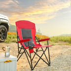 High-Back Heavy-Duty Lawn Chair Supports 250 Lbs, Portable Collapsible Design With Cup Holder