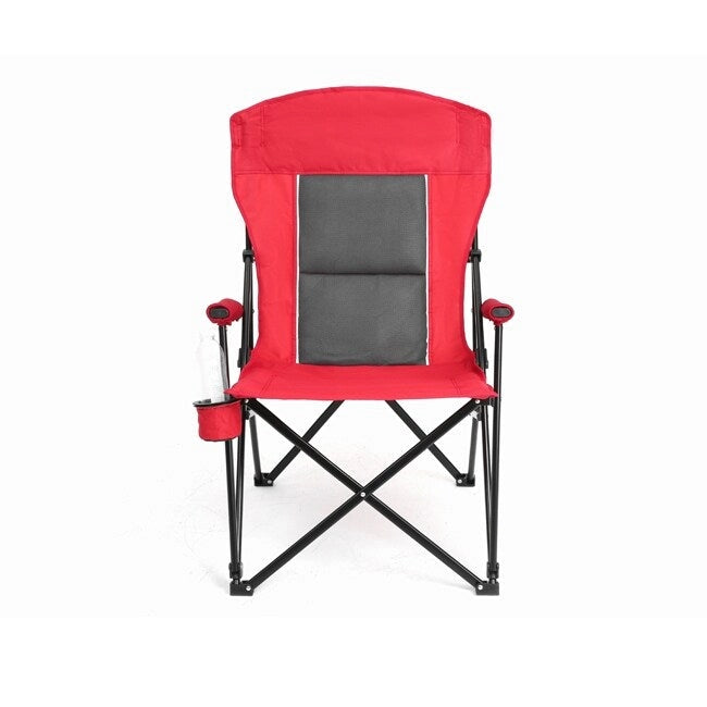 Sedia da Giardino a Schienale Alto per Carichi Pesanti, Portata 113 kg, Design Pieghevole Portatile con Portabicchieri
