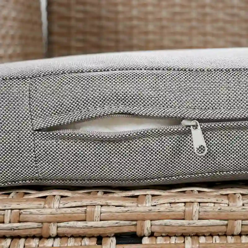 Set divano angolare da esterno in rattan a 5 pezzi con tavolo da pranzo, panca e 2 tavolini laterali allungabili