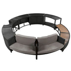 Set divano in rattan per esterno con cornice per spa, spazi contenitore, panca e cuscini