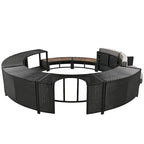 Set divano in rattan per esterno con cornice per spa, spazi contenitore, panca e cuscini