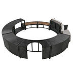 Set divano in rattan per esterno con cornice per spa, spazi contenitore, panca e cuscini