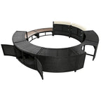 Set divano in rattan per esterno con cornice per spa, spazi contenitore, panca e cuscini
