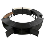 Set divano in rattan per esterno con cornice per spa, spazi contenitore, panca e cuscini