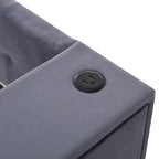 Divano letto in velluto imbottito con contenitore e porte di ricarica USB