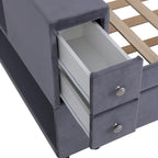 Divano letto in velluto imbottito con contenitore e porte di ricarica USB