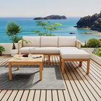 Outdoor 3-piece Acacia Wood and Rope Patio Sofa Set - 75.5 W x 26.75 D x 27.00
