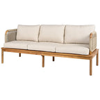 Set da patio da 3 pezzi in legno di acacia e corda per esterni - 75,5 L x 26,75 P x 27,00 A