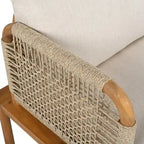 Set da patio da 3 pezzi in legno di acacia e corda per esterni - 75,5 L x 26,75 P x 27,00 A