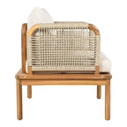 Poltrona da club in legno di acacia e corda per esterni con cuscini (singola) - 67,9 cm L x 73 cm P x 68,6 cm H
