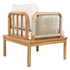 Poltrona da club in legno di acacia e corda per esterni con cuscini (singola) - 67,9 cm L x 73 cm P x 68,6 cm H