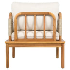 Poltrona da club in legno di acacia e corda per esterni con cuscini (singola) - 67,9 cm L x 73 cm P x 68,6 cm H