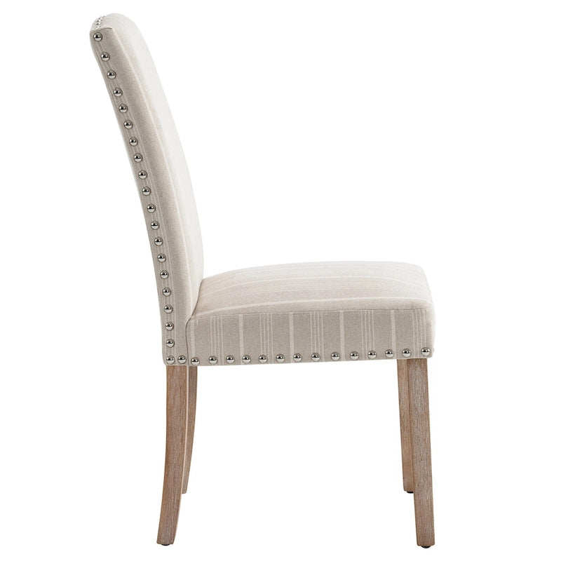 Set di 2 sedie da pranzo in tessuto grigio con borchie