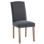 Set di 2 sedie da pranzo in tessuto grigio con borchie