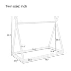 Lettino a tenda gemello Montessori in legno - Telaio del letto a forma di casetta a pavimento basso per bambini/ragazzi - Design senza doghe per camerette di maschi e femmine