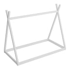 Lettino a tenda gemello Montessori in legno - Telaio del letto a forma di casetta a pavimento basso per bambini/ragazzi - Design senza doghe per camerette di maschi e femmine