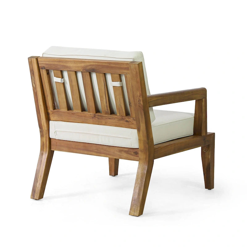 Set di 2, Sedia da giardino con struttura in legno di acacia per esterni, Mobili da patio, Cuscino spesso impermeabile con seduta profonda