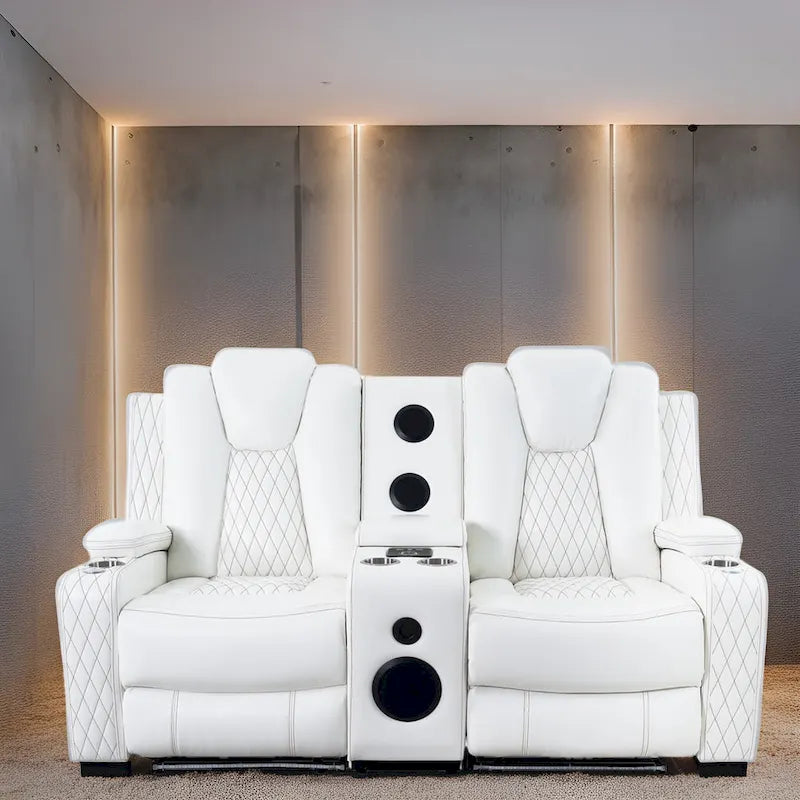 Divano reclinabile elettrico, divanetto e poltrona per Home Theater con ricarica wireless, porta USB, contenitore e altoparlanti integrati