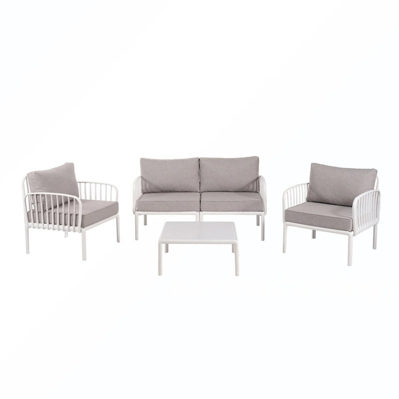 Set Divano in Rattan Sintetico da 5 Pezzi con Cuscini