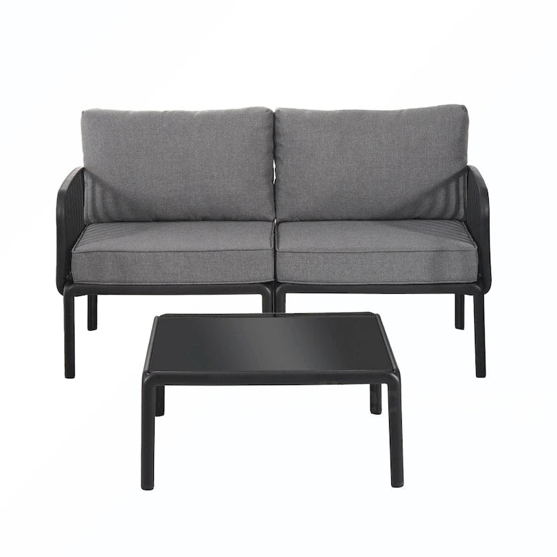 Set Divano in Rattan Sintetico da 5 Pezzi con Cuscini