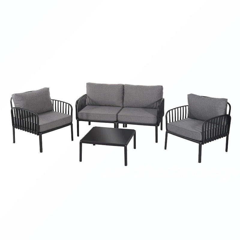 Set Divano in Rattan Sintetico da 5 Pezzi con Cuscini