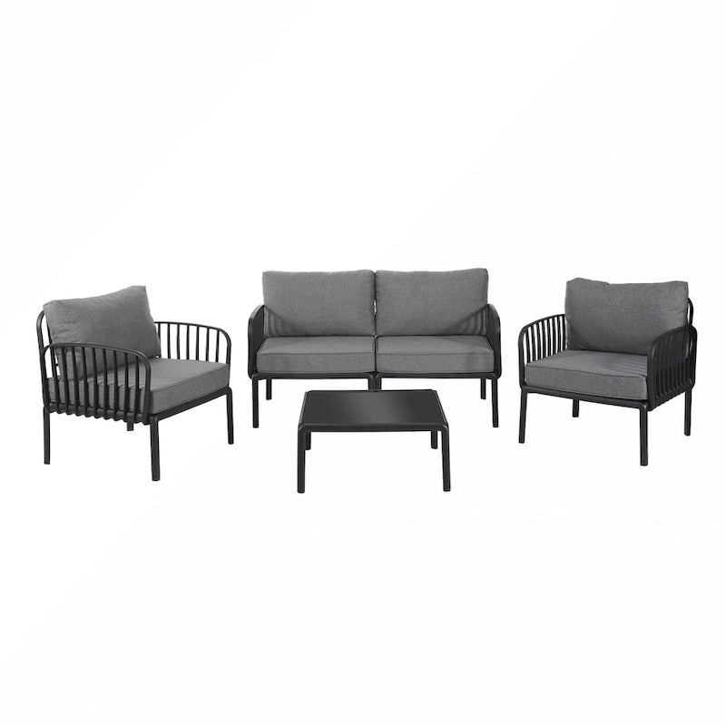 Set Divano in Rattan Sintetico da 5 Pezzi con Cuscini