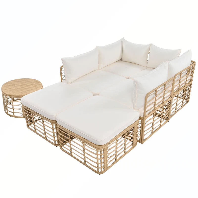Set di divani componibili da esterno in rattan a 7 pezzi con cuscini