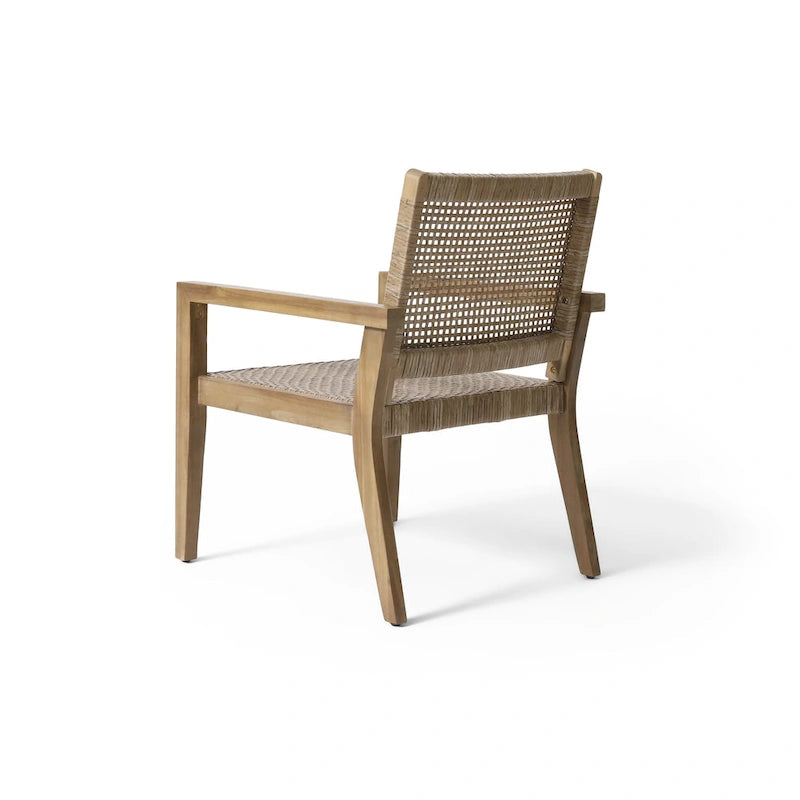 Roomfitters Set di 2 Sedie da Club da Esterno in Rattan e Legno di Acacia con Cuscini per Posti a Sedere da Patio, Naturale