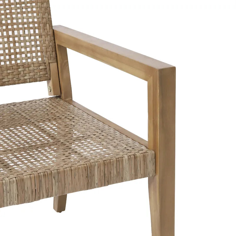 Roomfitters Set di 2 Sedie da Club da Esterno in Rattan e Legno di Acacia con Cuscini per Posti a Sedere da Patio, Naturale