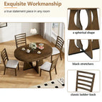 Set da Pranzo Estensibile da 5 Pezzi, Tavolo Rotondo e Sedie dal Design Geometrico per Cucina Sala da Pranzo