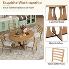 Set da Pranzo Estensibile da 5 Pezzi, Tavolo Rotondo e Sedie dal Design Geometrico per Cucina Sala da Pranzo