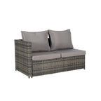 Set Divano Sezionale in Rattan 6 Pezzi con Angolo e Tavolo in Vetro