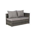 Set Divano Sezionale in Rattan 6 Pezzi con Angolo e Tavolo in Vetro